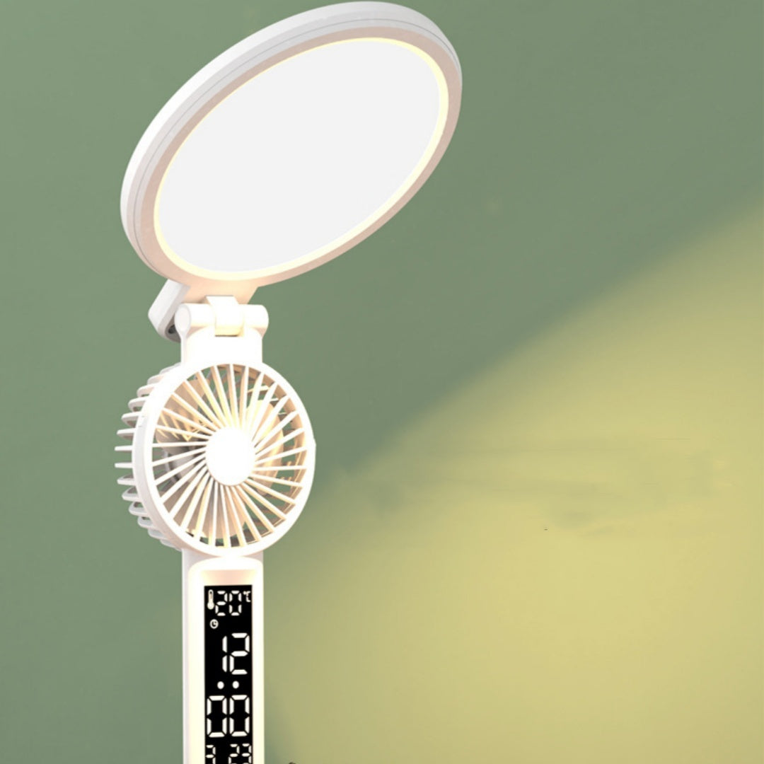 LED Clock Table Lamp – USB Rechargeable, Dimmable, Foldable