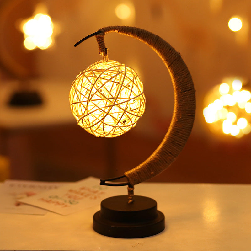 LED Moon & Star Ornament Light – Copper Wire, USB & Battery Powered