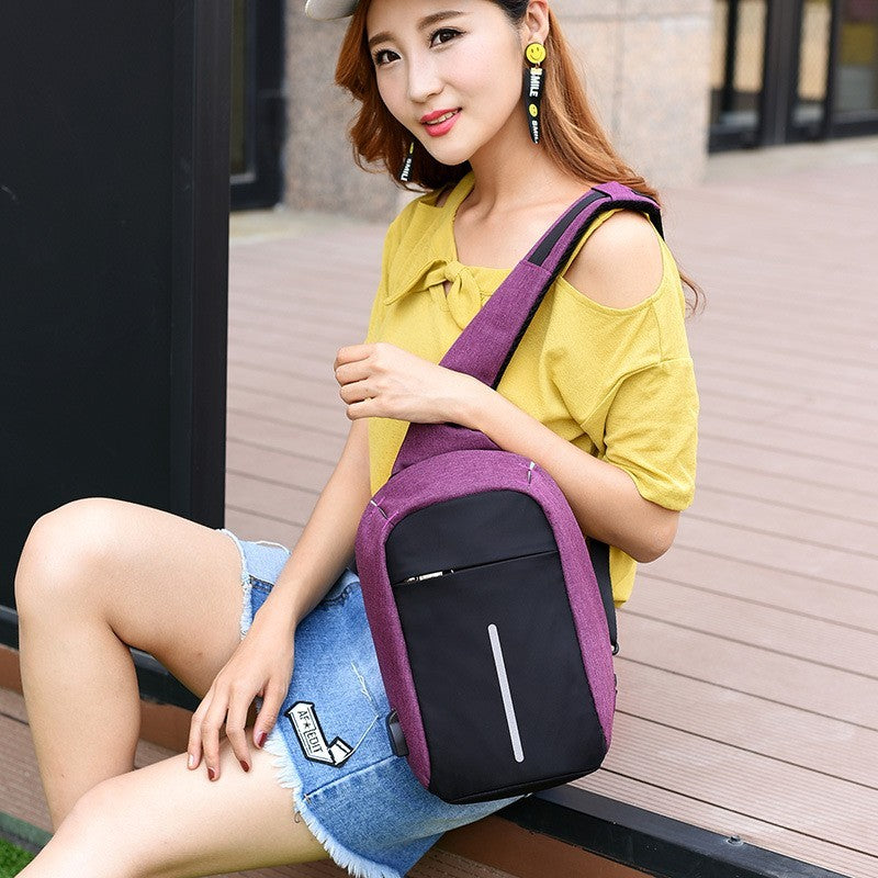 Antitheft External USB Charging Incline Shoulder Bag
