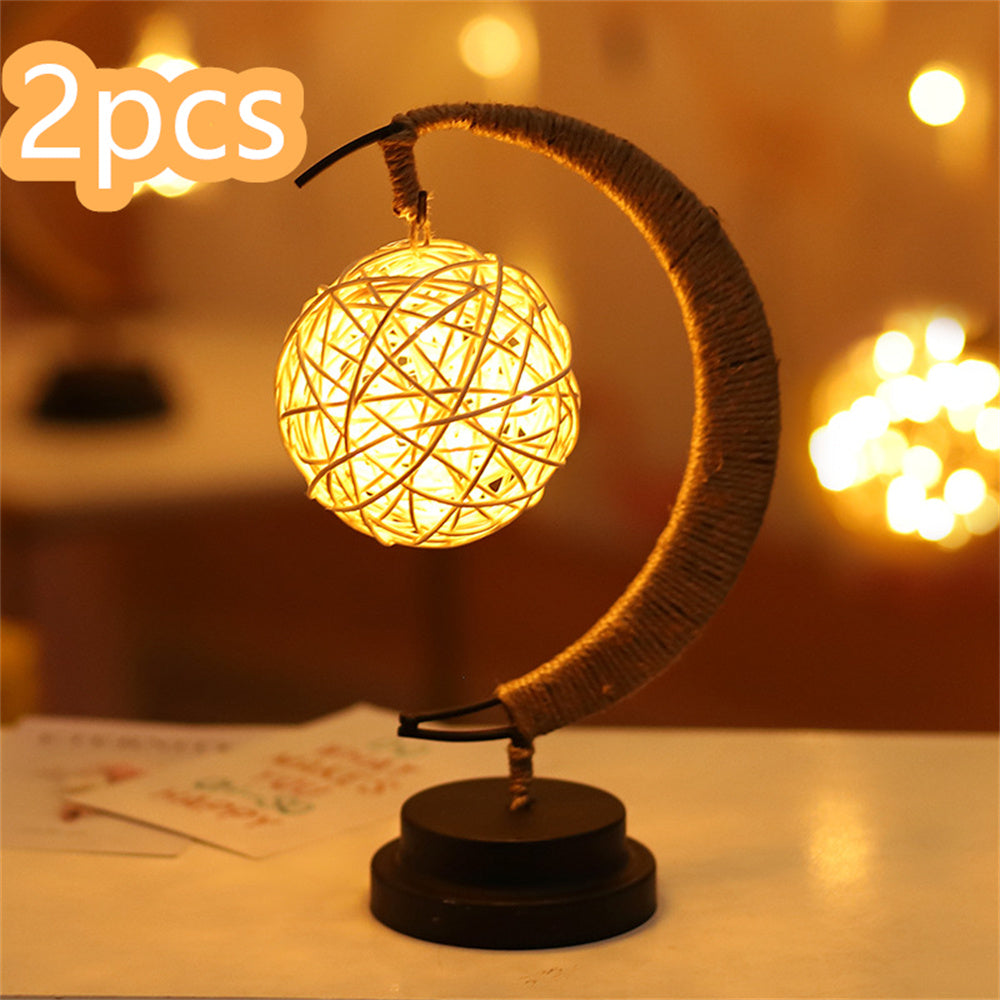 LED Moon & Star Ornament Light – Copper Wire, USB & Battery Powered