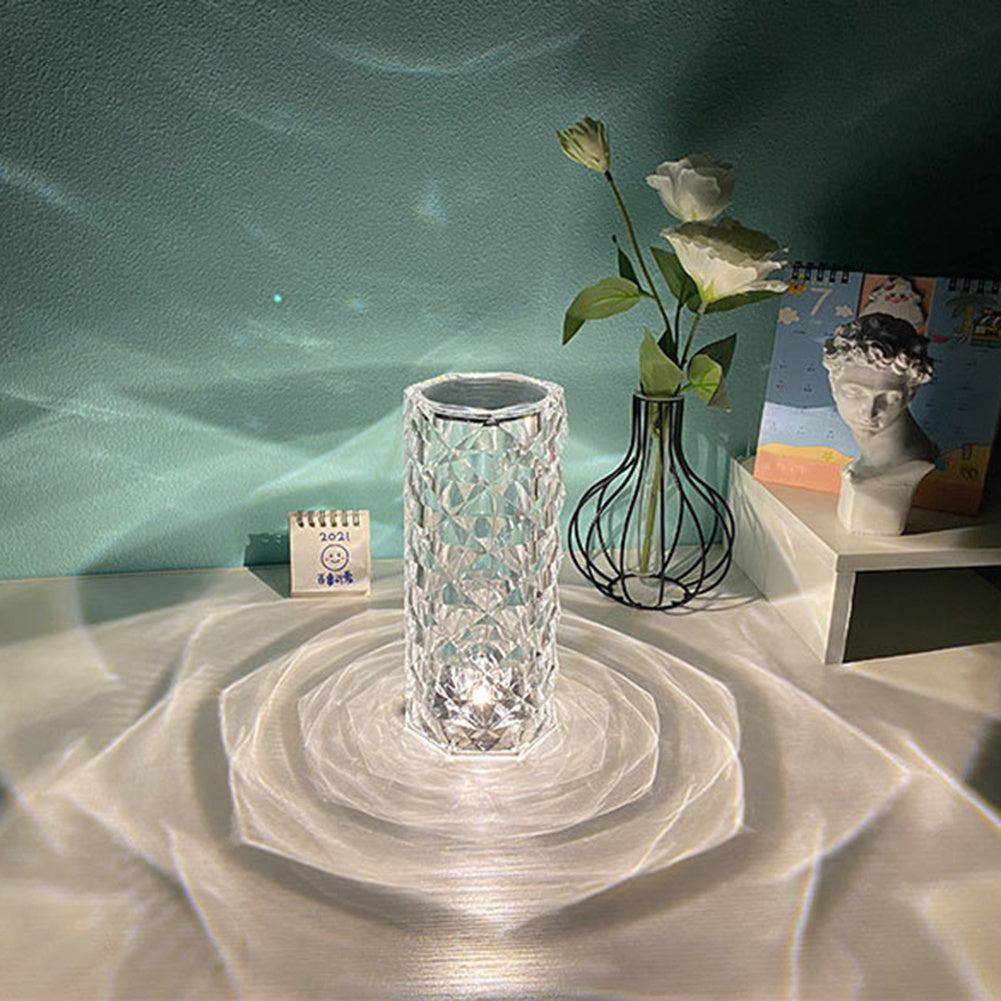 Nordic Crystal USB Table Lamp – Touch Dimming & Night Light